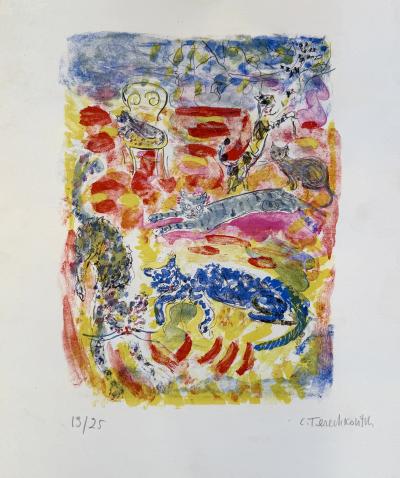 Constantin Terechkovitch - Les chats - Lithographie originale signée numérotée crayon 2