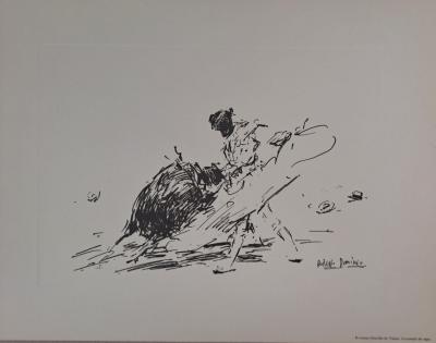 Roberto Domingo y Fallola - El mismo Gitanillo de Triana, lanceando de capa - Signed engraving 2
