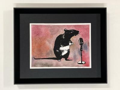 Blek Le Rat - Le Crooner 2026 -  Aquarelle et gouache sur sérigraphie 2