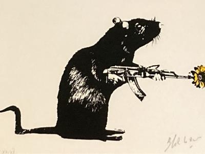 Blek Le Rat - Warrior Yellow  - sérigraphie  signée et  Numérotée 2