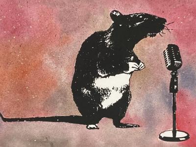 Blek Le Rat - Le Crooner 2026 -  Aquarelle et gouache sur sérigraphie 2