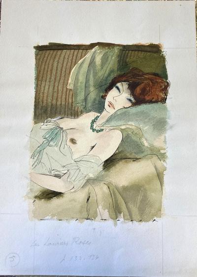 Gaston BARRET - Les lauriers roses, dessin aquarellé 2