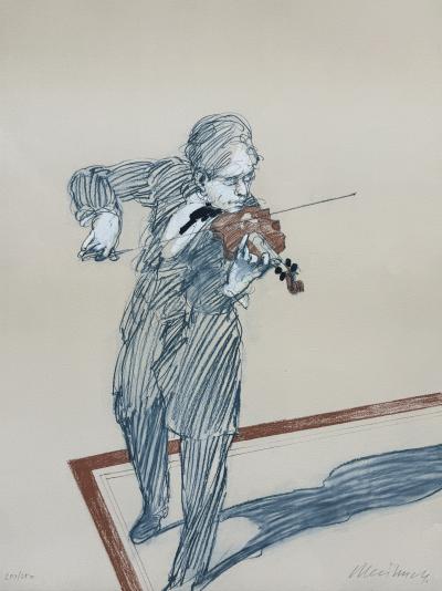 Claude WEISBUCH - The Musician, 1991 - Original engraving, signed in pencil and numbered 2