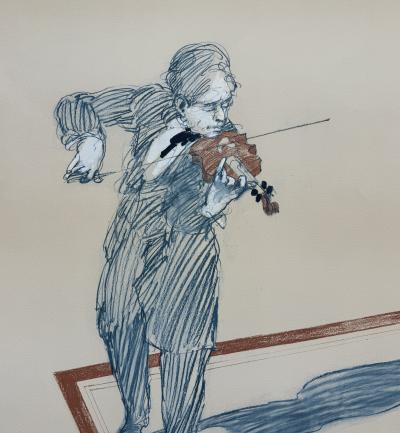 Claude WEISBUCH - The Musician, 1991 - Original engraving, signed in pencil and numbered 2