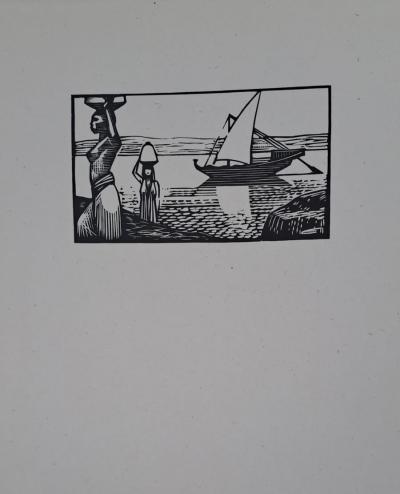 Charles-Emile Egli dit Carlègle - Le rivage  - Bois gravé 2