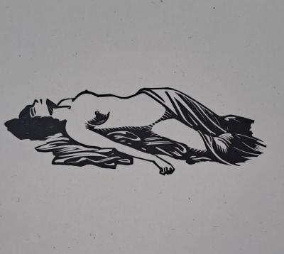 Charles-Emile Egli dit Carlègle - Le dernier sommeil de Thaïs - Bois gravé 2