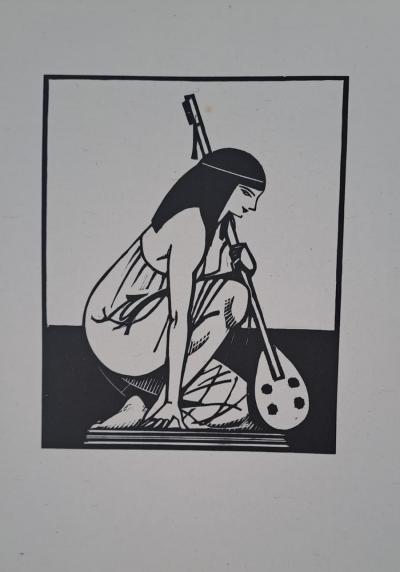 Charles-Emile Egli dit Carlègle - La musicienne - Bois gravé 2