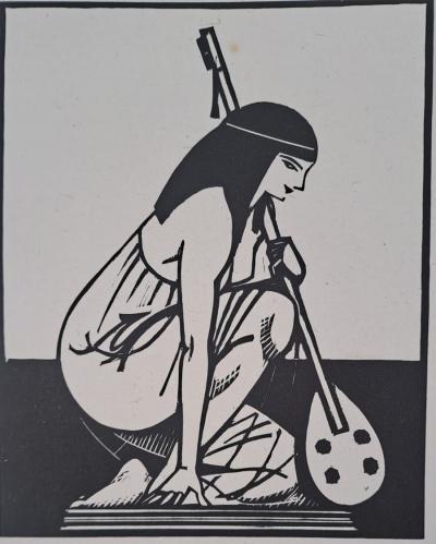 Charles-Emile Egli dit Carlègle - La musicienne - Bois gravé 2