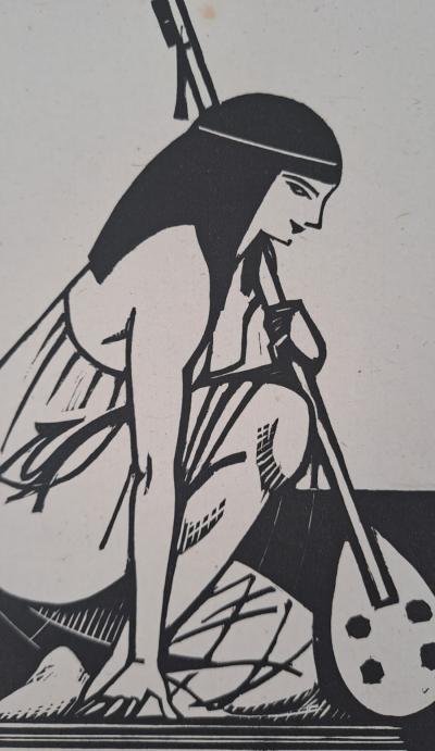 Charles-Emile Egli dit Carlègle - La musicienne - Bois gravé 2