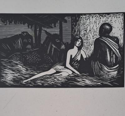 Charles-Emile Egli dit Carlègle - Thaïs et le moine - Bois gravé 2