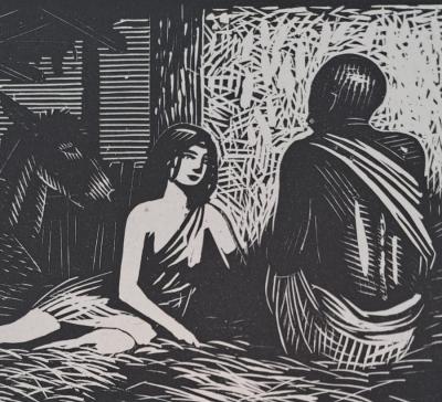 Charles-Emile Egli dit Carlègle - Thaïs et le moine - Bois gravé 2