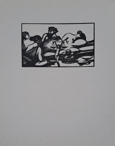 Charles-Emile Egli dit Carlègle - La balance - Bois gravé 2