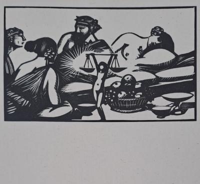 Charles-Emile Egli dit Carlègle - La balance - Bois gravé 2