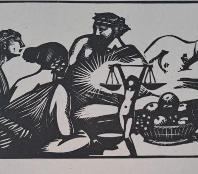 Charles-Emile Egli dit Carlègle - La balance - Bois gravé 2