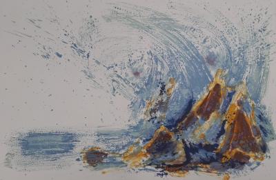 Maurice-Elie Sarthou - Les embruns sur les rochers - Lithographie originale 2