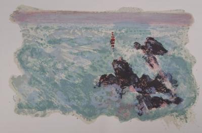 Maurice-Elie Sarthou - Les rochers noirs à l’aube - Lithographie originale 2