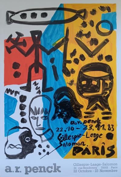 A.R. PENCK - Affiche originale d’exposition - Galerie Gillespie-Laage-Salomon - Paris - 1983 2