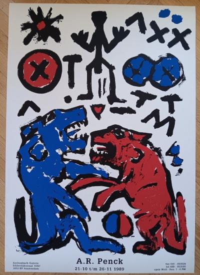 A.R. PENCK - Affiche originale d’exposition - Amsterdam - 1989 2