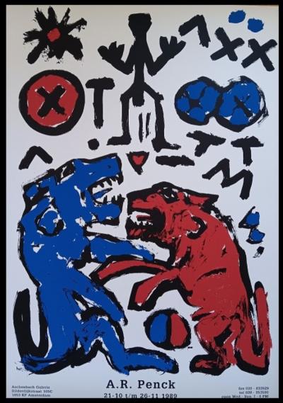 A.R. PENCK - Affiche originale d’exposition - Amsterdam - 1989 2