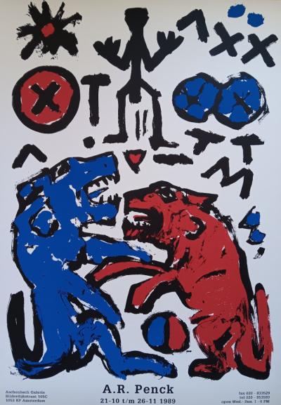 A.R. PENCK - Affiche originale d’exposition - Amsterdam - 1989 2