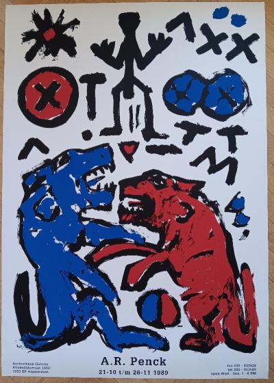 A.R. PENCK - Affiche originale d’exposition - Amsterdam - 1989 2