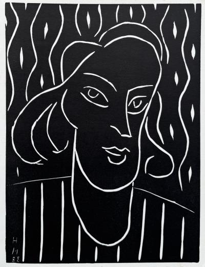 Henri MATISSE - Teeny, portrait de jeune fille - Linogravure signée dans la planche 2