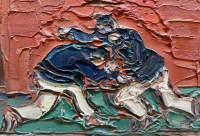 André Cottavoz - Yoseikan - Les combattants - Huile originale signée 2