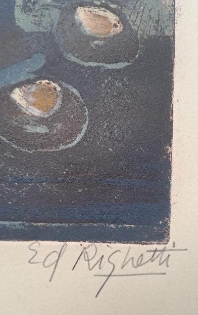 Edouard Righetti - Nature morte au pichet - Lithographie originale, signée et numérotée 2