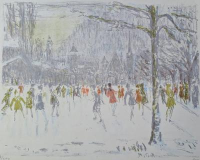 Meisser - La patinoire - Lithographie, signée et numérotée 2