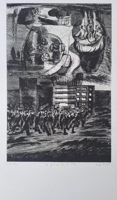 Janys Riout - Les fumées de la ville - Lithographie, signée et numérotée 2