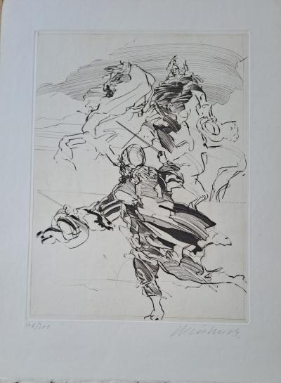Claude Weisbuch - Le cavalier - Gravure, signée et numérotée 2