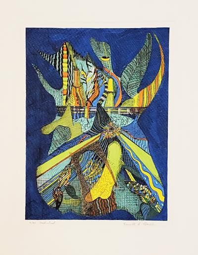 Everett Ball, Dream Tower in the Night, lithograph enhanced with watercolor, circa 1975 2