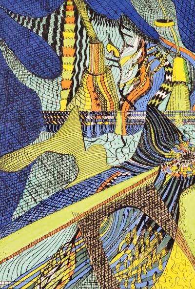 Everett Ball, Dream Tower in the Night, lithograph enhanced with watercolor, circa 1975 2
