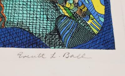 Everett Ball, Dream Tower in the Night, lithograph enhanced with watercolor, circa 1975 2