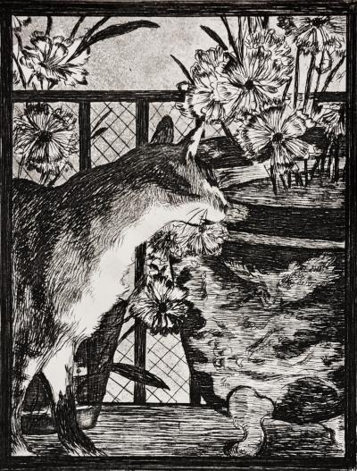 Édouard Manet , Le chat et les fleurs, eau-forte et aquateinte, 1869 2