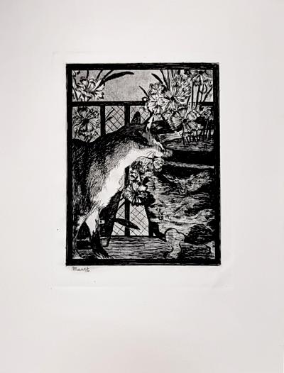 Édouard Manet , Le chat et les fleurs, eau-forte et aquateinte, 1869 2