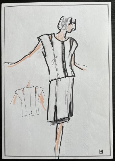 Karl LAGERFELD - dessin mode original 2