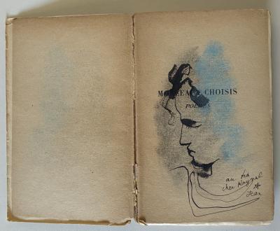 Jean COCTEAU - dessin original signé - recueil poésie 1932 2