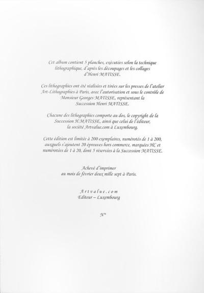 Henri Matisse - Couleurs -  Portfolio de 5 Lithographies 2