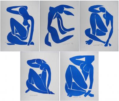 Henri MATISSE : Les Nus bleus, (grands formats) Ensemble de 5 lithographies signées 2
