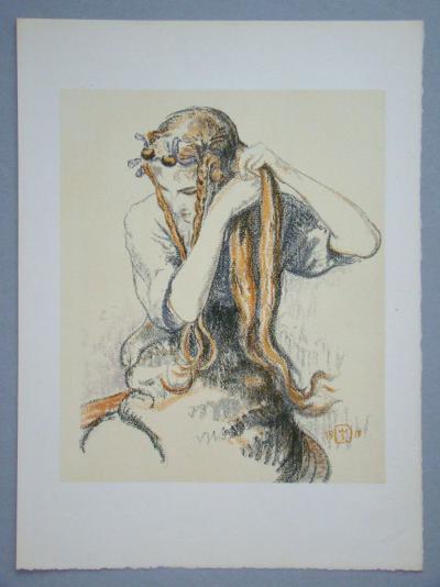 Walter SAUER (d'après) - Jeune fille aux tresses, 1930 - Héliogravure signée et datée 2