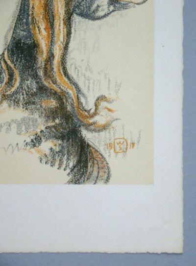 Walter SAUER (d'après) - Jeune fille aux tresses, 1930 - Héliogravure signée et datée 2