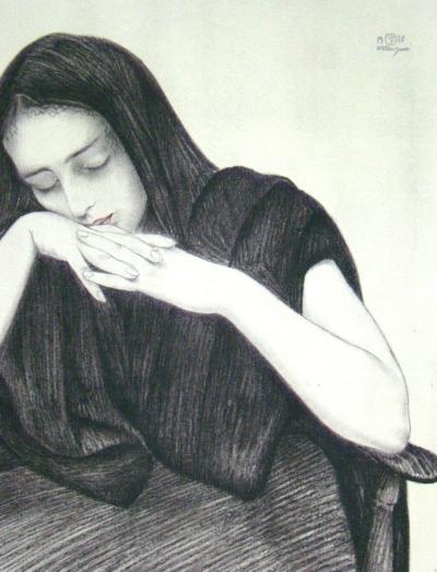 Walter Sauer (d'après) - Repos, 1930 - Héliogravure signée et datée 2