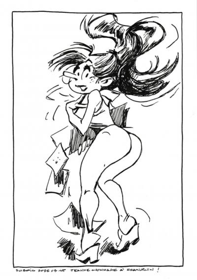 Stéphane Dubois - Mademoiselle Jeanne - dessin hommage à Franquin et Gaston 2