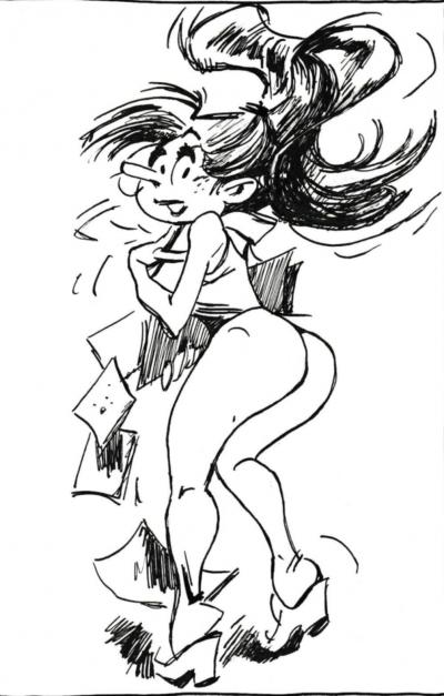 Stéphane Dubois - Mademoiselle Jeanne - dessin hommage à Franquin et Gaston