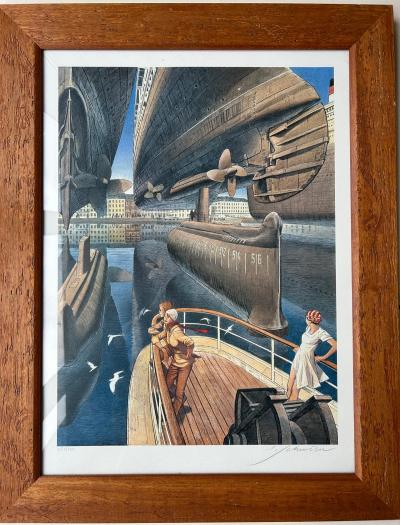 François Schuiten Retour à Cherbourg, Lithographie  signée et numérotée