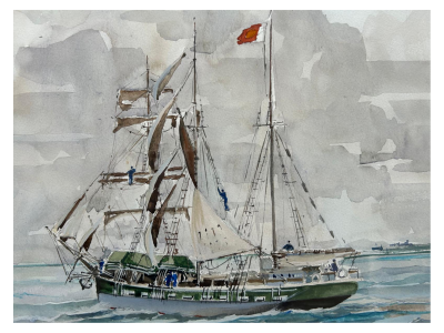Maurice Chataignier  - Terre Neuvas en mer - Aquarelle - 1993 2
