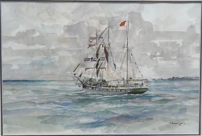 Maurice Chataignier  - Terre Neuvas en mer - Aquarelle - 1993 2