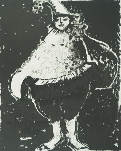 Roger CRUSAT : Clown au chapeau - Lithographie originale signée 2
