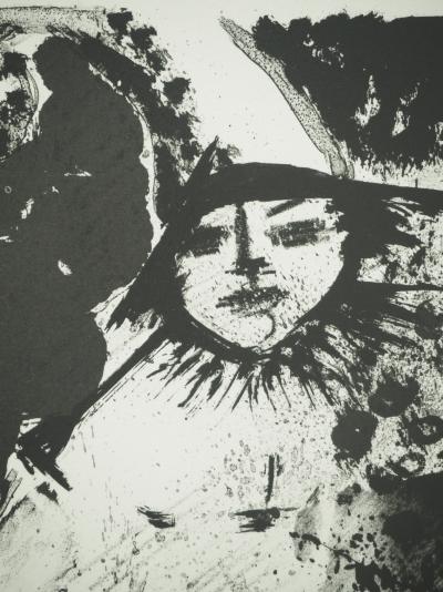 Roger CRUSAT : Clown au chapeau - Lithographie originale signée 2